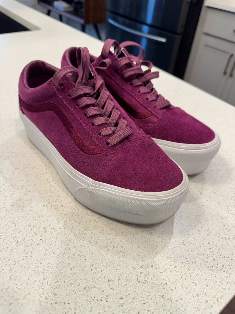 Vans Women's Platform Suede Sneakers in Plum/Pink